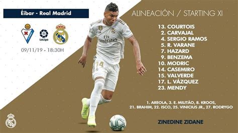 As for real madrid, it's certainly a makeshift xi you can check out the complete lineups below and for more coverage of the match, be sure to follow along with our live blog here. Starting LineUp: Real Madrid vs Eibar | Real madrid ...