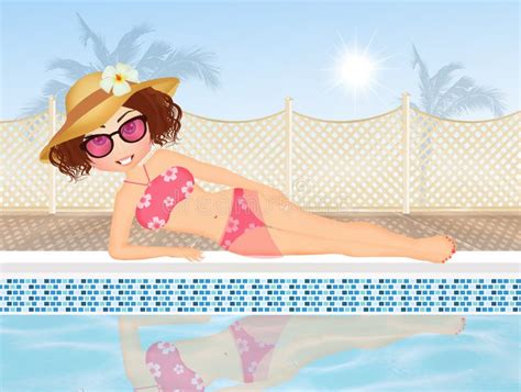 Girl Sunbathing Pool Stock Illustrations Girl Sunbathing Pool Stock Illustrations