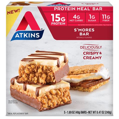 Atkins Smores Bar 169 Oz 5 Pack Meal Bar