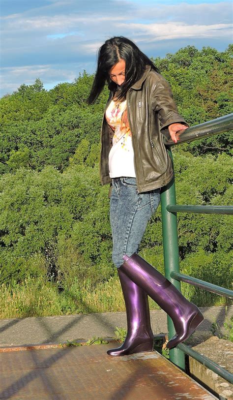 Purple Kartell Sofias 14 Wellies Rain Boots Womens Rubber Boots Leather Boots Heels