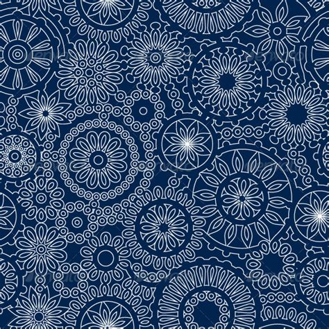 Free Download White Lace Flowers On Dark Blue Seamless Pattern Patterns