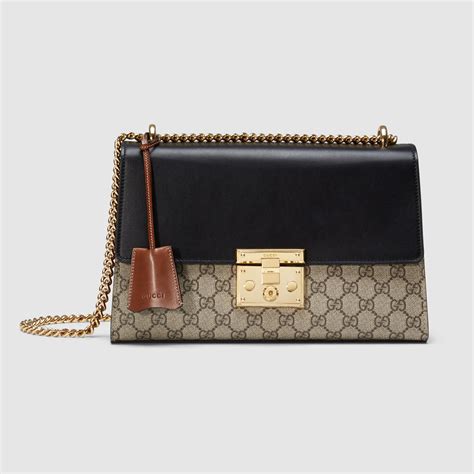 Gucci Padlock Gg Supreme Canvas And Leather Shoulder Bag In Multicolor