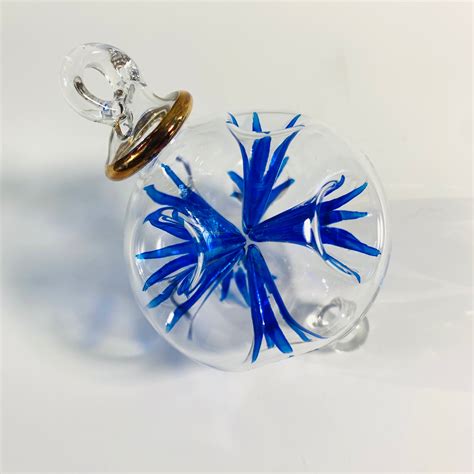 Blown Glass Ornament Blossoms Blue Dandarah