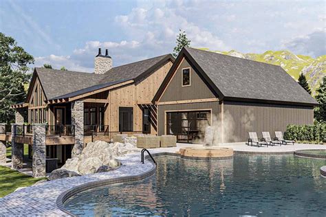 Plan 62358dj Mountain Lake Home Plan With Vaulted Great Room And Pool