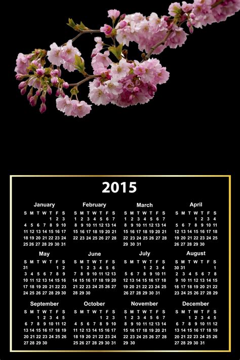 Calendario 2015 De La Flor Rosada Stock De Foto Gratis Public Domain