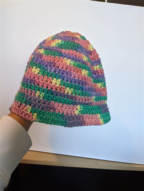 Hand Crochet Rainbow Bucket Hat Etsy