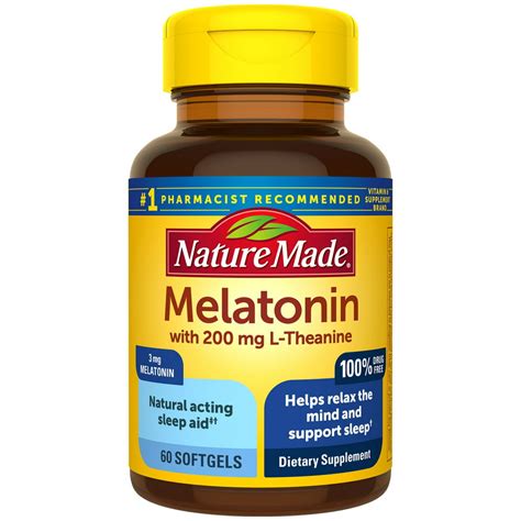 Nature Made Melatonin 3 Mg With 200 Mg L Theanine Softgels 60 Count