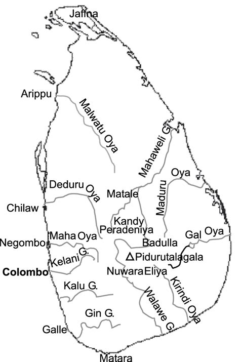 Sketch Map Of Sri Lanka Showing The Main Rivers Download Scientific