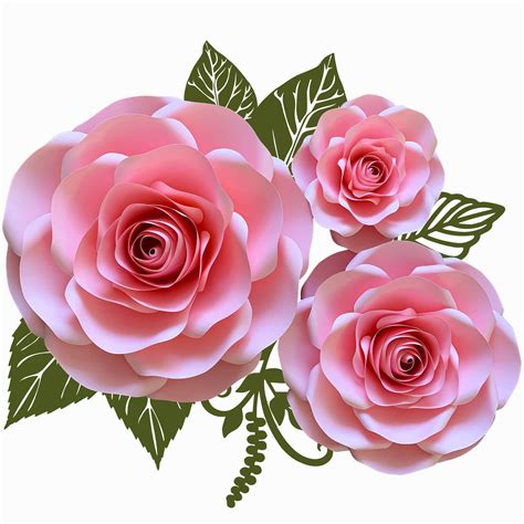 Free templates, shapes, pattern and crafts for kids with beautiful flowers. PDF 3RoseCombo Large Medium Small Roses Paper Flowers Paper Flower Templates Printable TraceNCut ...