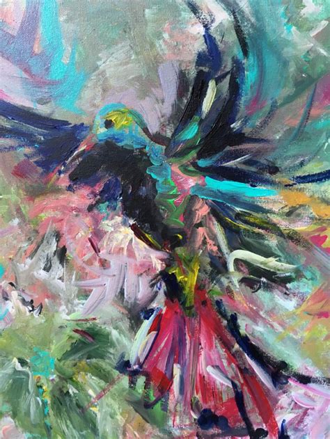 Abstract Bird Art Hummingbird Bird Painting On Canvas Etsy Bird