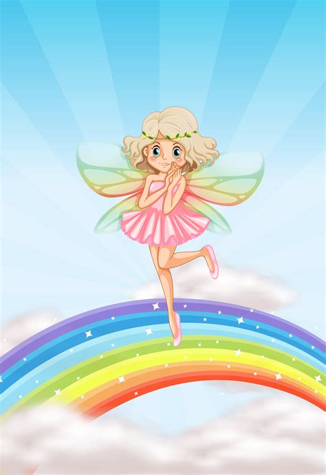 A Cute Fairy On Rainbow 559569 Vector Art At Vecteezy