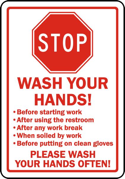 stop wash  hands sign   safetysigncom