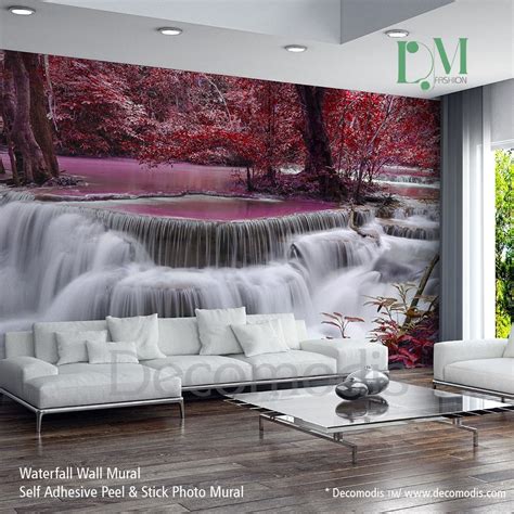 Waterfall Wall Mural Ocean Coast Self Adhesive Peel And Stick Forest