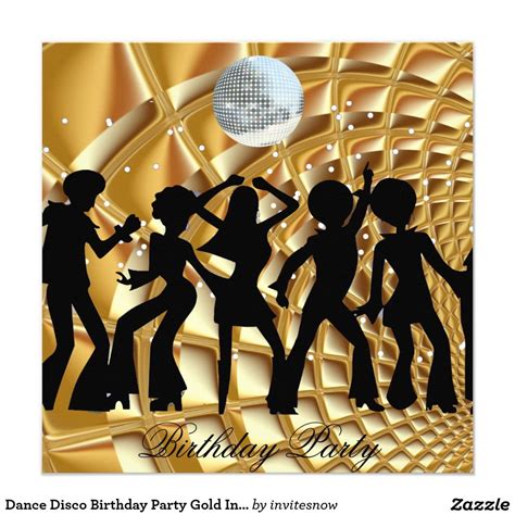 Dance Disco Birthday Party Gold Invitation Zazzle Disco Birthday