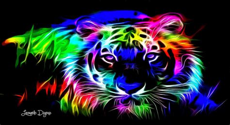 Neon Tiger Da Digital Art By Leonardo Digenio Fine Art America