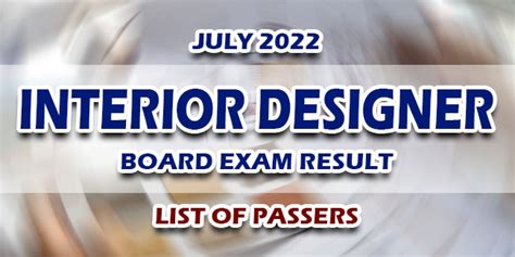 Interior Designer Board Exam Result July 2022 List Of Passers