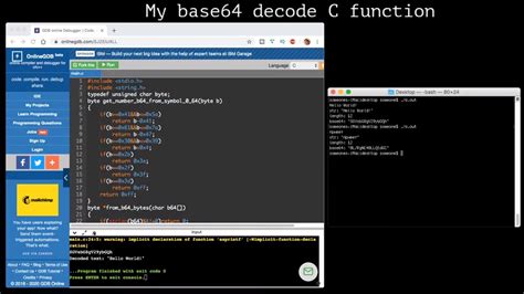 Decode Function For Base 64 In C Program Language Youtube