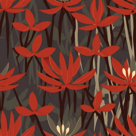 Premium Photo Seamless Pattern With Red Flowers On A Dark Background