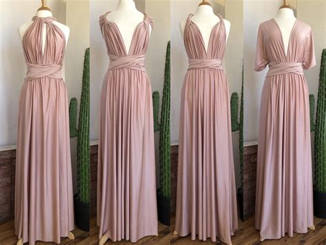 Shimmer Pink Champagne Bridesmaid Dress Custom Lengths Convertible