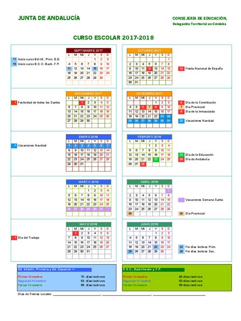 Calendario Escolar Córdoba 17 18 Pdf