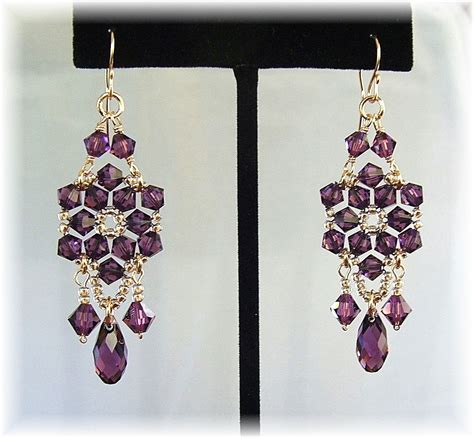 Amethyst Crystal Chandelier Earrings Purple By Bridaldiamantes