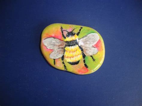 Bumble Bee Rock Hand Painted Bee Rocks Rock Hand Stone Painting