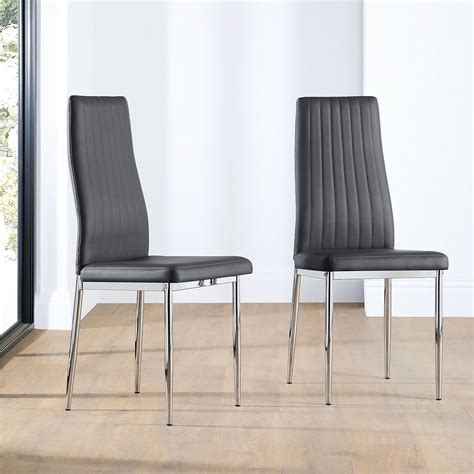 If you bought an older volfgang chair, the grey is not the same and they will not. Leon Grey Leather Dining Chair Chrome Leg | Furniture Choice