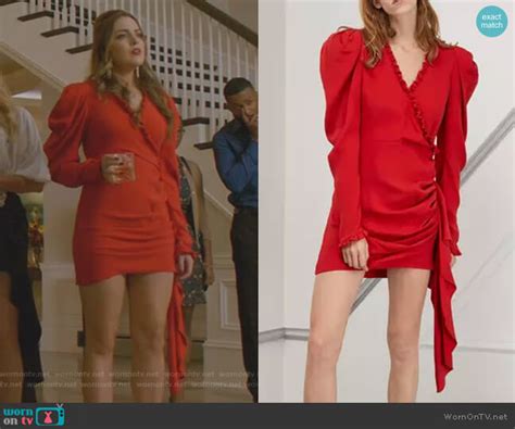 Wornontv Fallons Red Draped Wrap Dress On Dynasty Elizabeth Gillies
