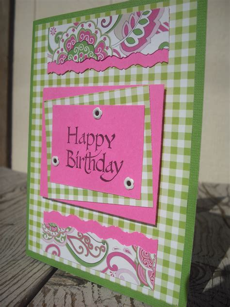 Sale Handmade Pink And Green Happy Birthday Greeting Card On Luulla