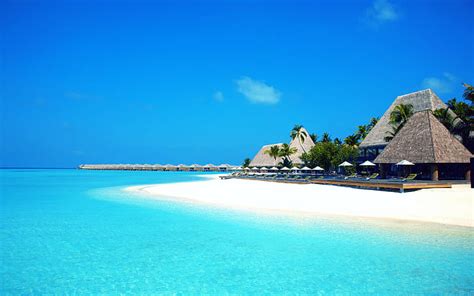 Maldives Paradise Sand Beaches Clear Blue Water Bungalows Wooden Houses