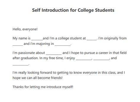 Self Introduction For Students In English With Examples
