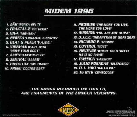 Welcome To The World Of Max Music Midem 1996 1 Cd Ellodance