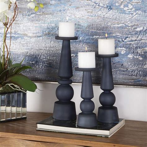 Choose from contactless same day delivery, drive up and more. Cassiopeia Midnight Blue Pillar Candle Holders Set of 3 ...