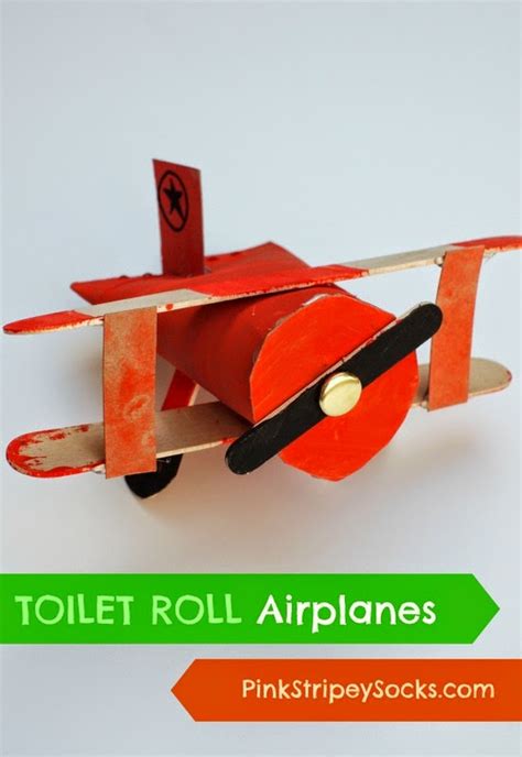 Toilet Roll Biplane Airplanes Craft Pink Stripey Socks