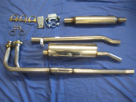 2 Mgb Stainless Steel Exhaust System 4 Piece And Fitting Kit 1975 80 Rubber Bumper