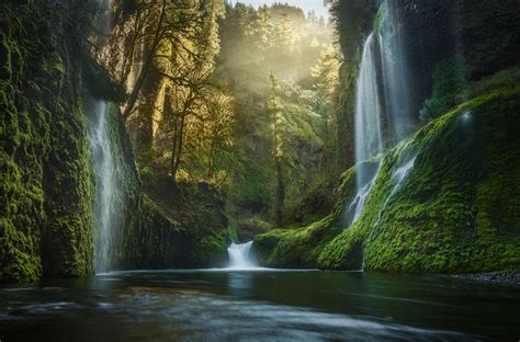Photography Landscape Nature Waterfall Moss River Forest Morning