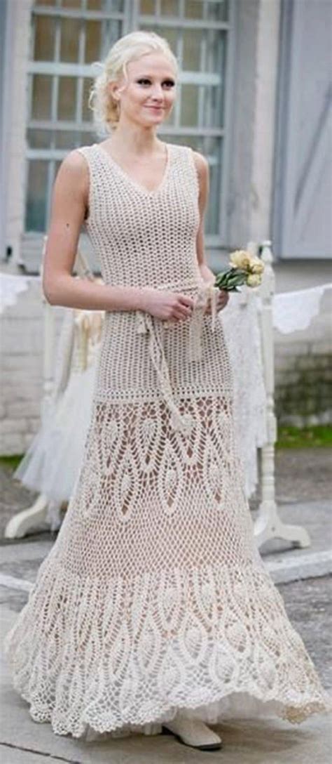 Long Wedding Dress In Ecru Crochet Custom Etsy Crochet Wedding Dresses Crochet Dress