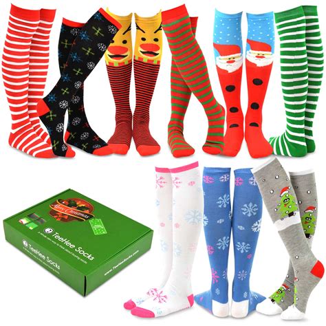 Teehee Special Holiday Women Knee High 9 Pairs Socks With T Box Christmas