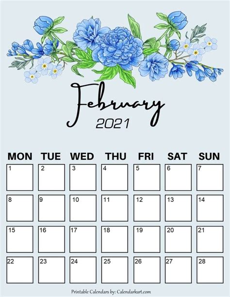 Cute And Free Printable February 2021 Calendars 6 Pretty Designs