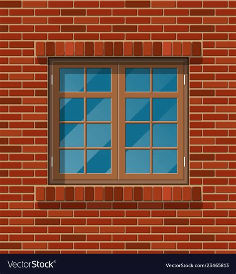 Building Facade Classic Window In Brick Wall Vector Image