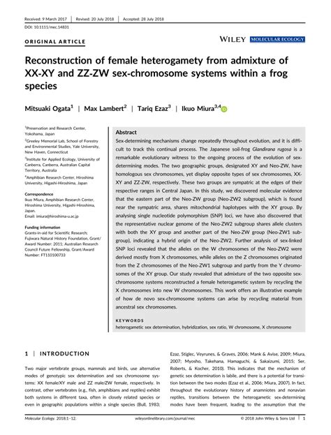 pdf reconstruction of female heterogamety from admixture of xx xy and zz zw sex chromosome