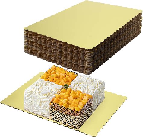 Sheutsan 30 Packs 14 X 10 Inch Rectangle Cake Board Gold