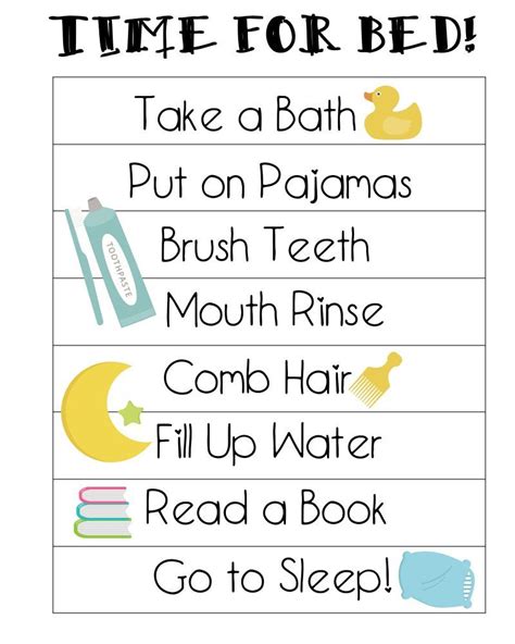 Free Printable Bedtime Routines Chart Bedtime Routine