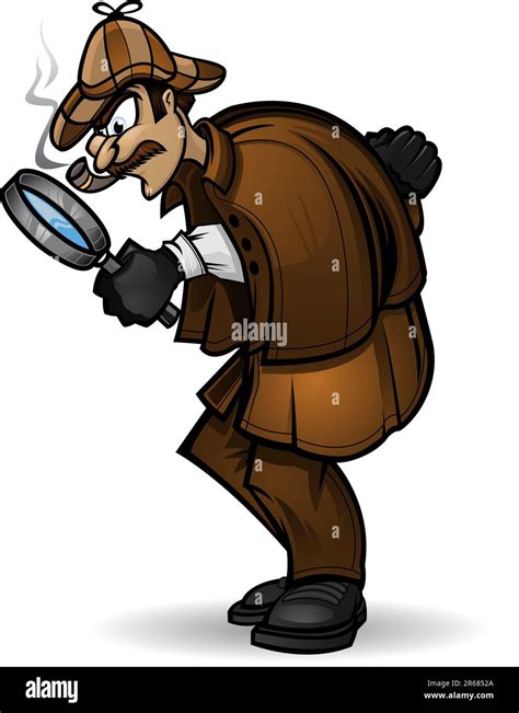 Illustration Of A Detective Looking Through His Magnifying Glass