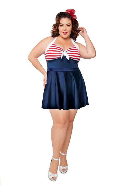 Pinup Couture Bettie Hello Sailor Swimsuit Plus Size Pinup Girl Clothing Pinup Couture
