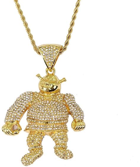 Mkhdd Hip Hop Jewelry Cz Stone Bling Ice Out Monster Shrek
