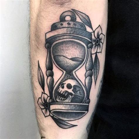 Gentleman With Outer Forearm Shaded Traditional Hourglass Tattoo Flash