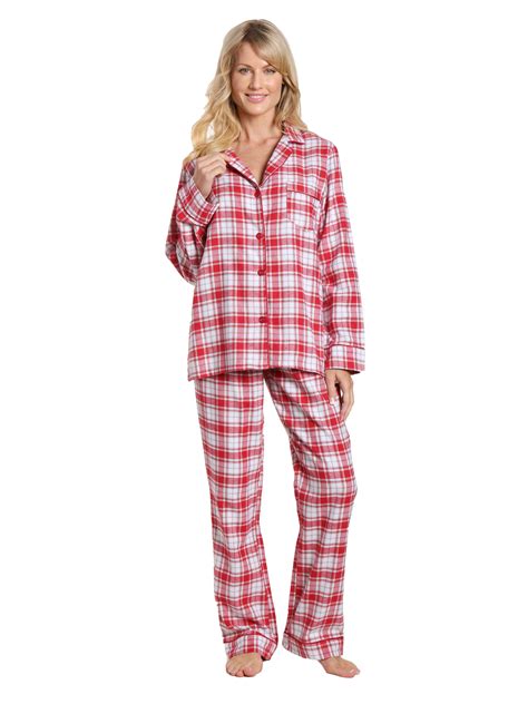 Womens 100 Cotton Lightweight Flannel Pajama Sleepwear Set Noble Mount