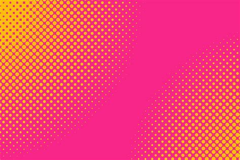 Pink Yellow Pop Art Background With Halftone Dots In Retro Comic Style
