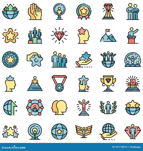 Excellence Icons Set Vector Flat Stock Vector Illustration Of